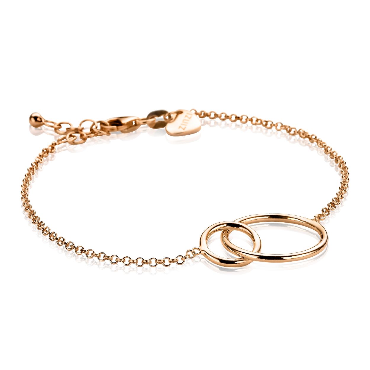 ZINZI zilveren armband rose verguld ronde vormen 16-19cm ZIA1278R