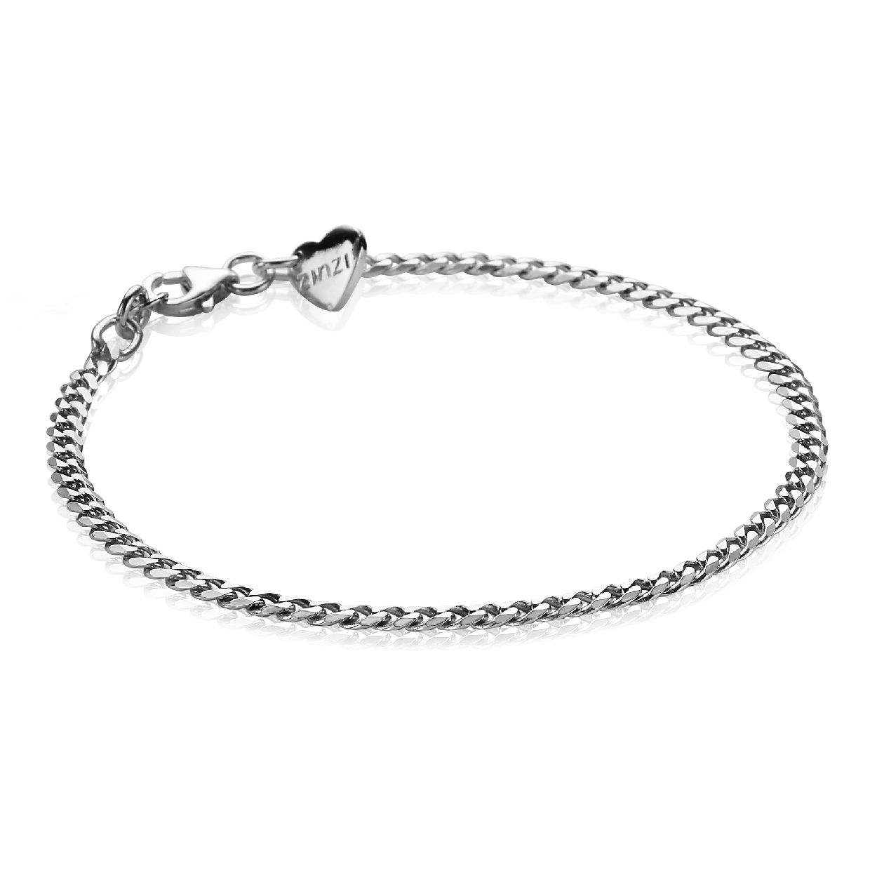 ZINZI zilveren armband 3mm breed met geslepen gourmet schakels. Met herkenbaar Zinzi hartje bij de sluiting. De armband is vervaardigd van eerste gehalte zilver (925) en voorzien van een extra rodiumlaag voor een langdurige glans. Combineer meerdere zilveren armbanden aan je pols en in verschillende kleuren.