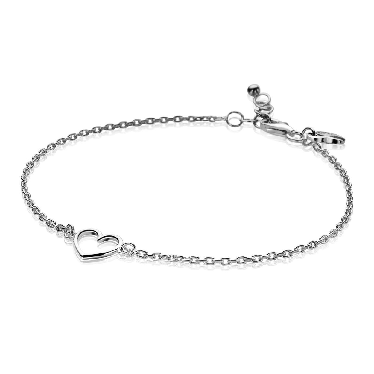 ZINZI zilveren jasseron armbandje met open hartje in het midden. Met herkenbaar Zinzi hartje bij de sluiting. De lengte is te vari&euml;ren tussen 18 en 20cm. Vervaardigd van eerste gehalte zilver (925) en met extra rodiumlaag voor een langdurige glans. Ook leuk in combinatie met andere zilveren armbandjes! 18-20 cm x 1,5 x 8,8 mm.