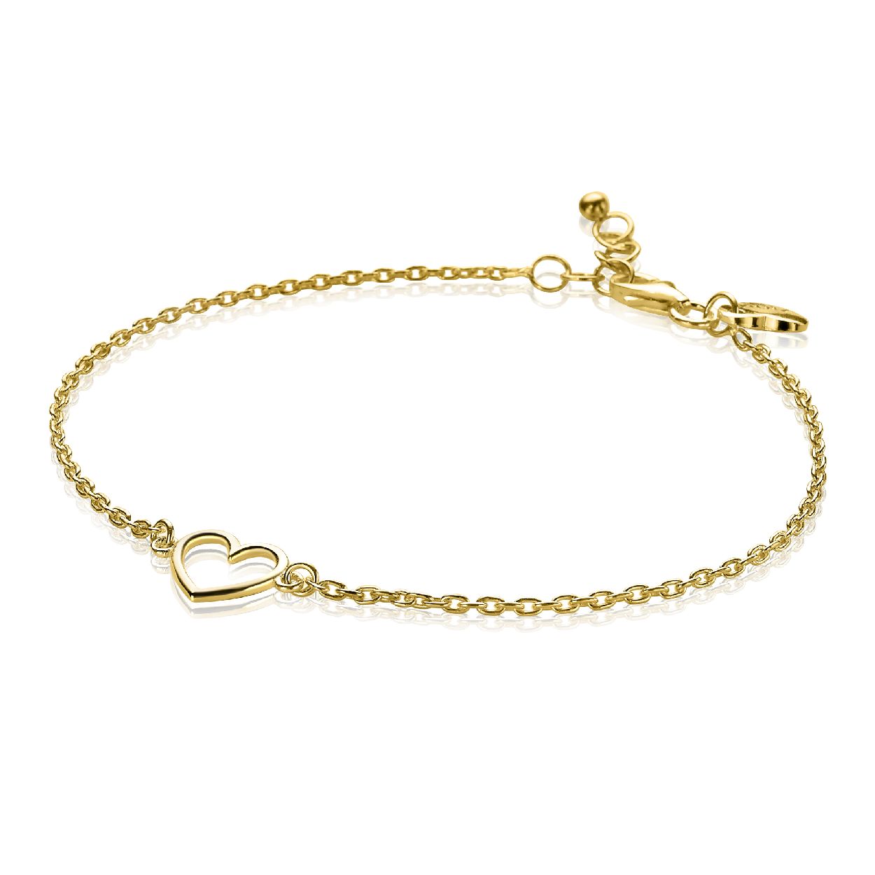 ZINZI zilveren armband geel verguld met open hartje ZIA1420G