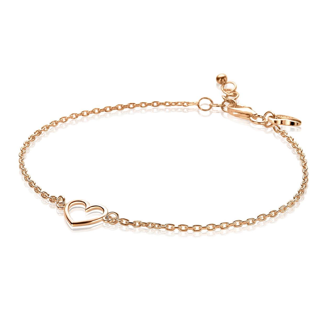 ZINZI zilveren armband rose verguld met open hartje ZIA1420R