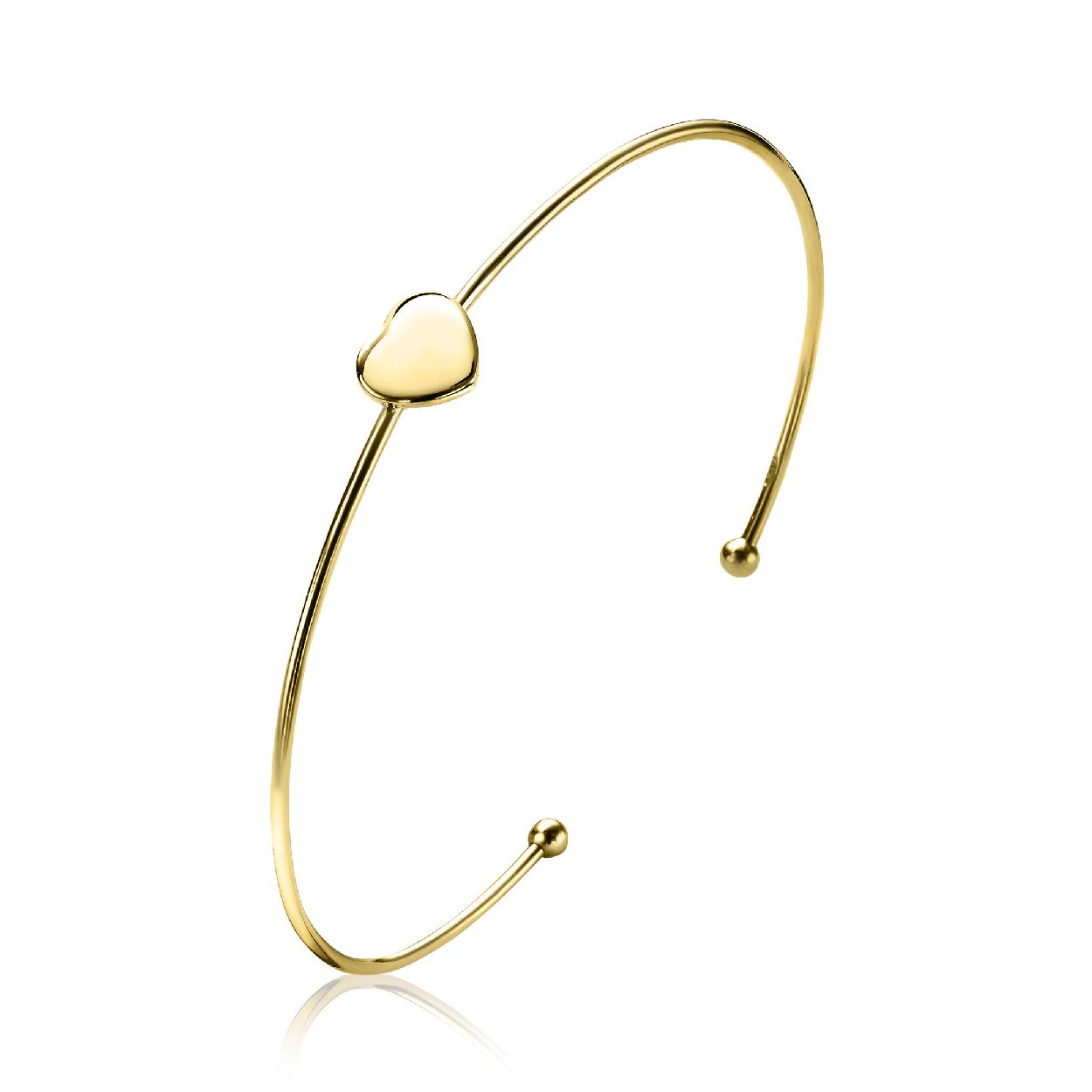 ZINZI zilveren klem armband geel verguld hart ZIA1431G