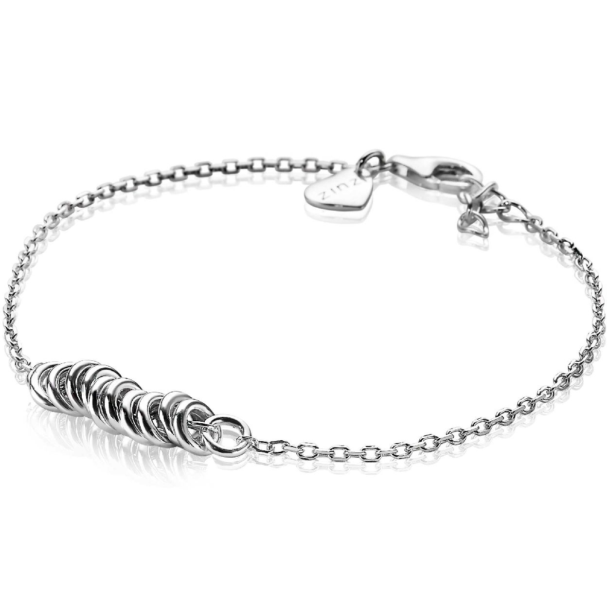 ZINZI zlv. armband dun met tussenstuk ringetjes