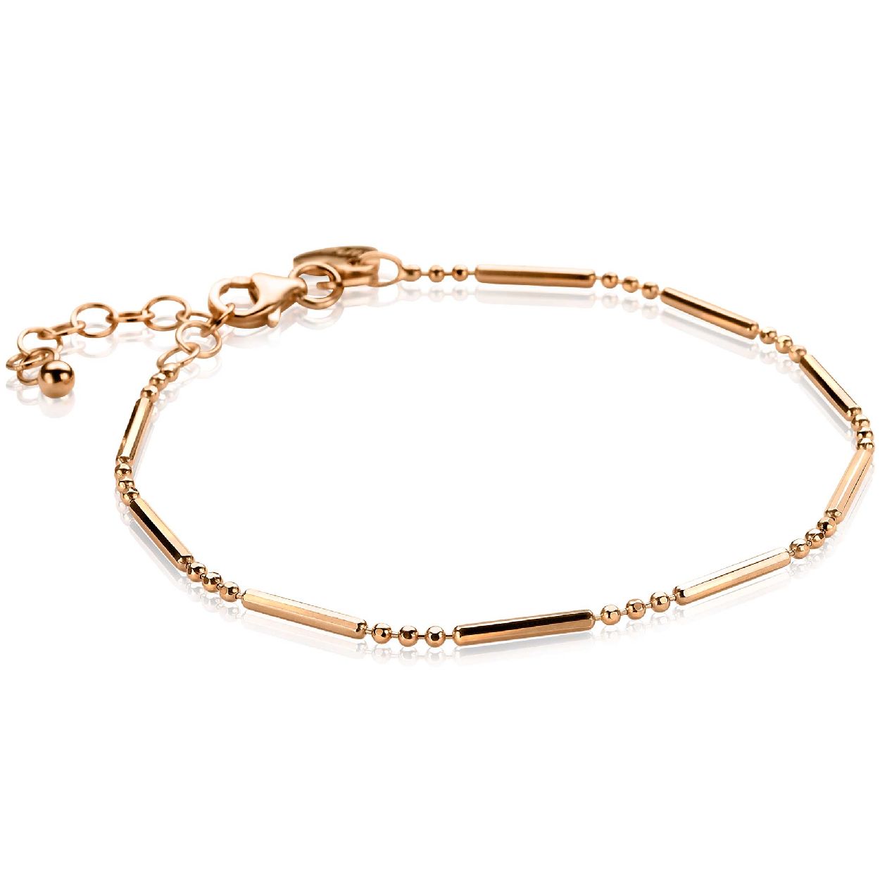ZINZI zilveren fantasie armband 14K rose verguld staafjes ZIA1452R