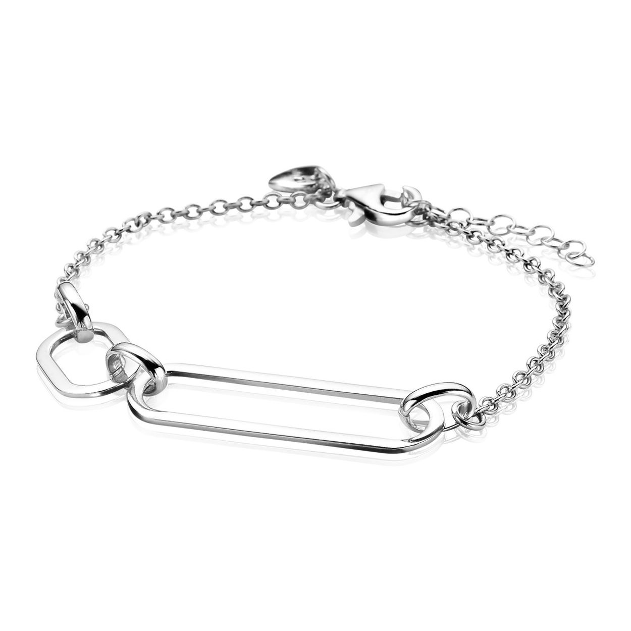 ZINZI zilveren fantasie armband open rechthoekige vormen 17-20cm ZIA1522