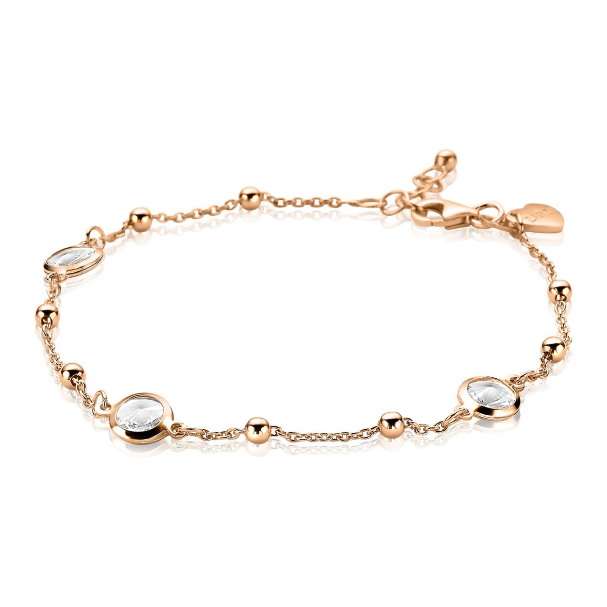 ZINZI zilveren armband rosé verguld rond wit 19-21cm ZIA1550R