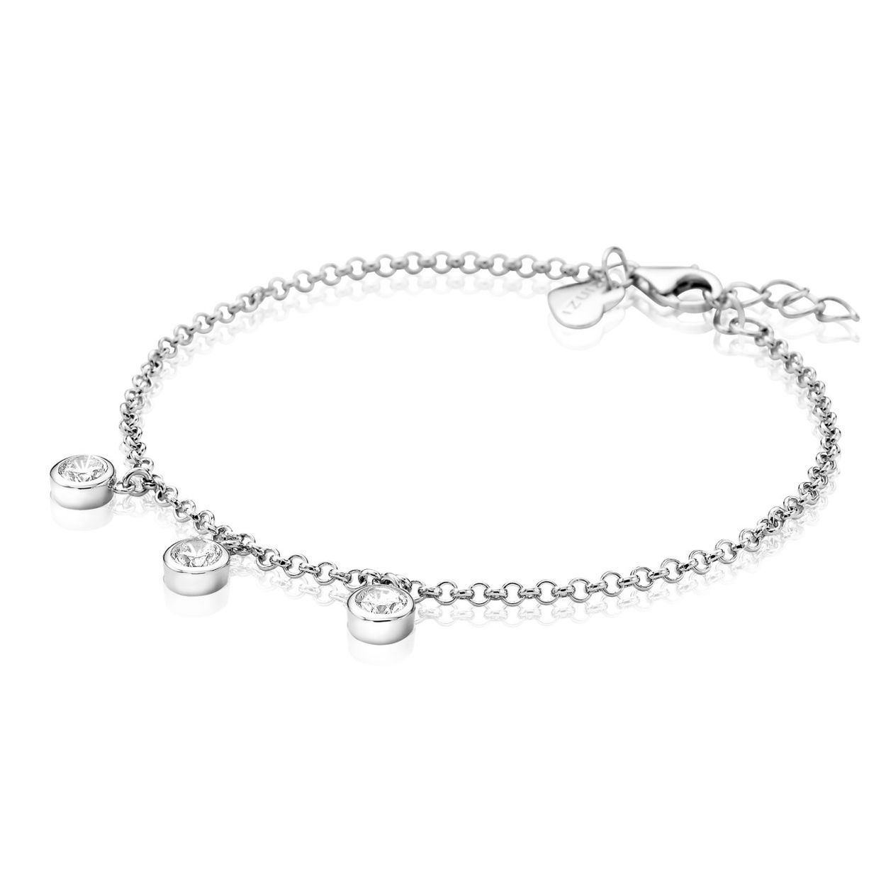 ZINZI zilveren armband met 3 ronde hangers wit ZIA1566