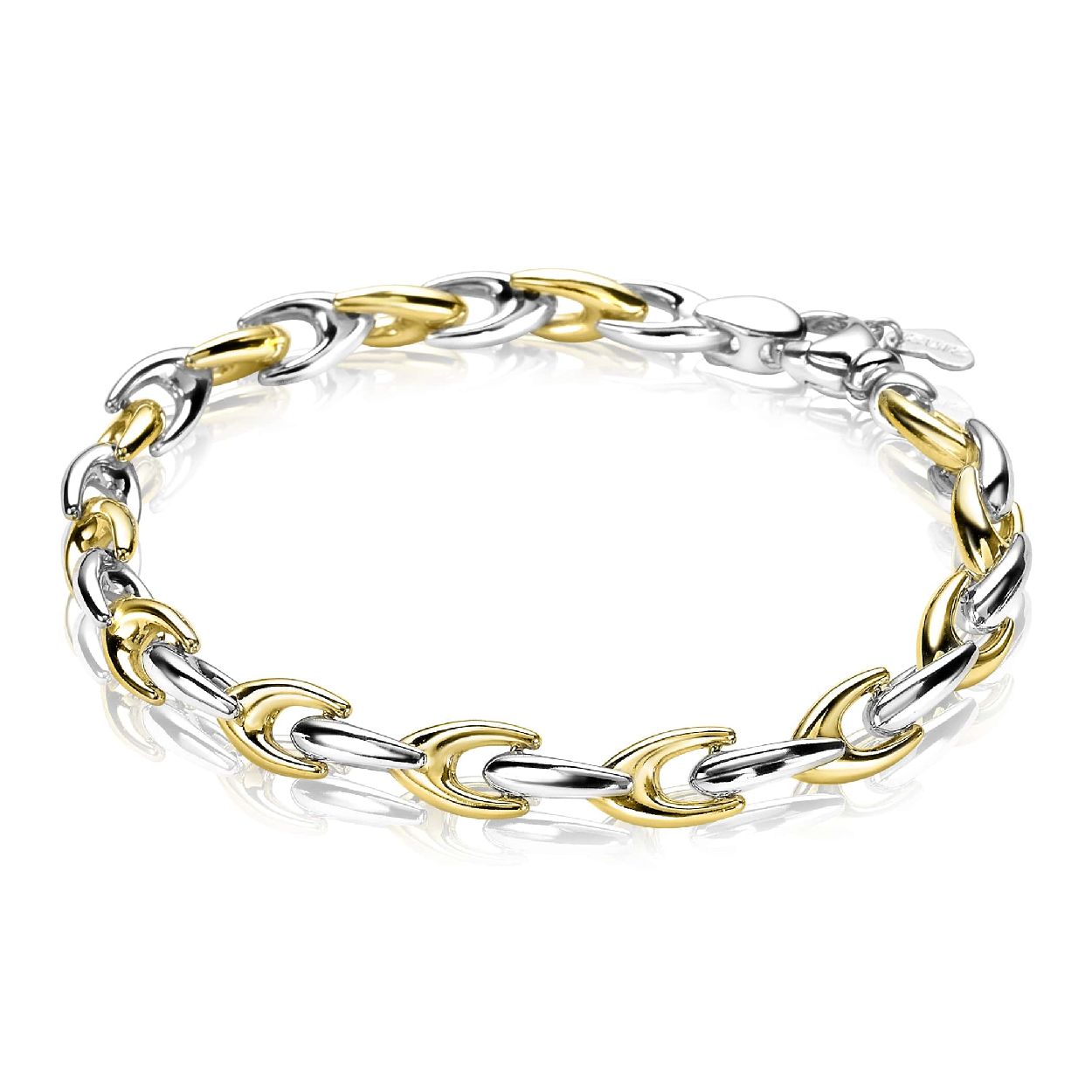 ZINZI zilveren schakelarmband geel verguld 6,4mm breed 20cm ZIA1641BG