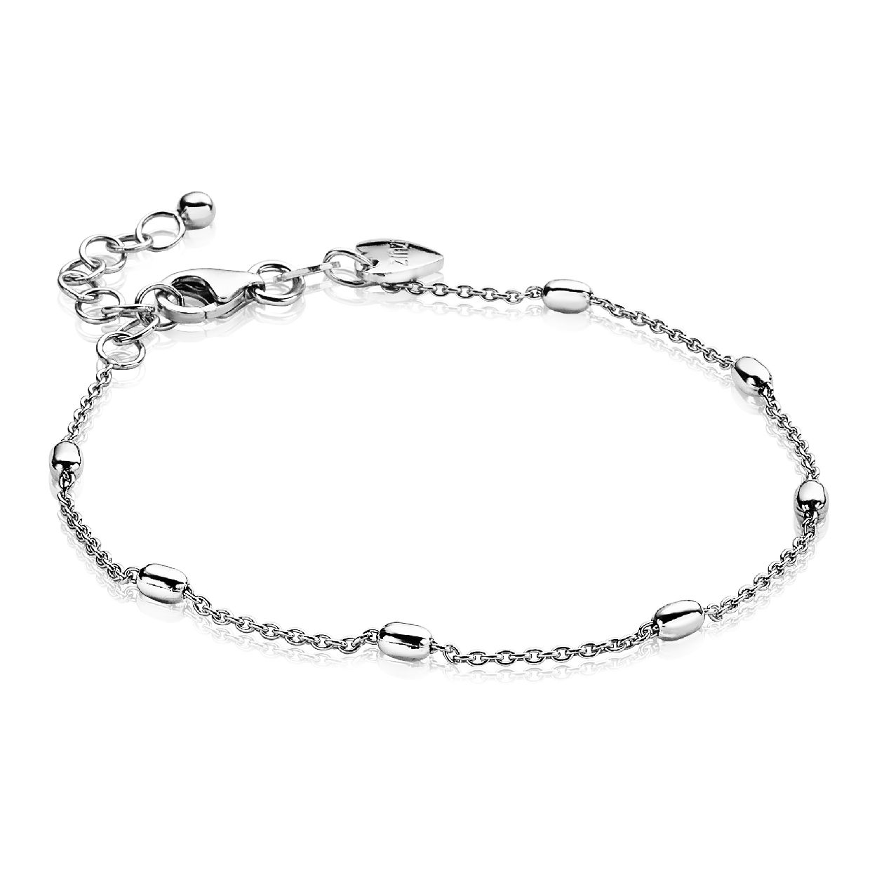 ZINZI zilveren fantasie armband, bestaande uit een bolletjes ketting met ovale staafjes. Een tijdloos model en ideaal om te combineren met andere armbanden uit de Zinzi collectie. De lengte is te variëren van 16,5 tot 20cm. Vervaardigd van eerste gehalte zilver (925) en met extra rodiumlaag voor een langdurige glans.