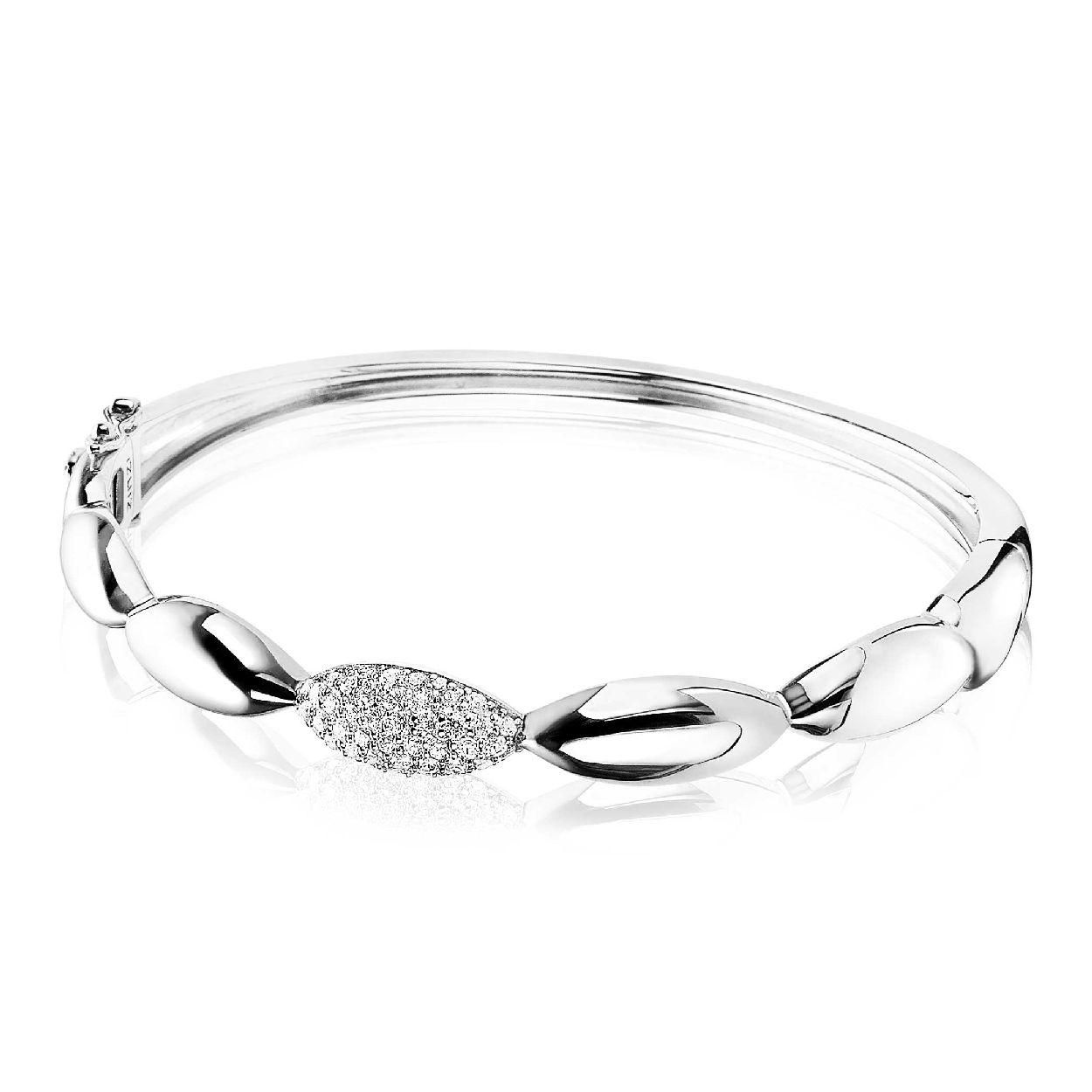 ZINZI zilveren slavenarmband druppelvorm 8mm breed wit ZIA1675