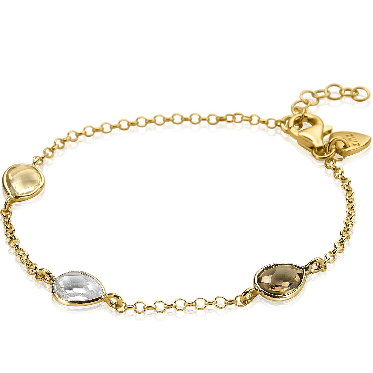 ZINZI zilveren armband geel verguld druppel champagne wit bruin ZIA1735G