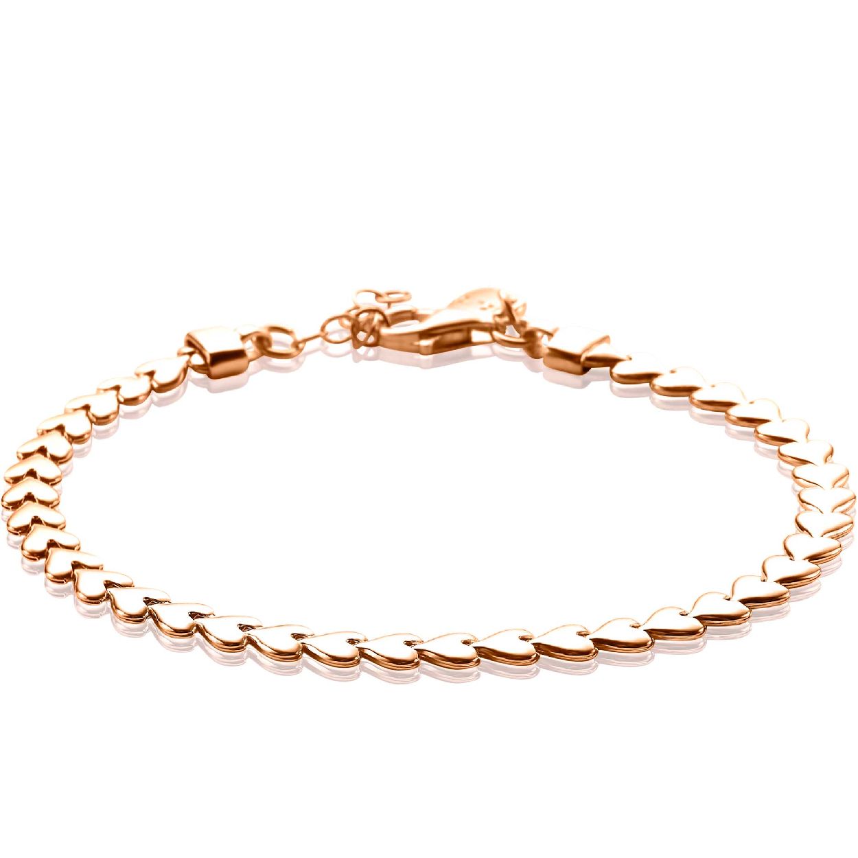 ZINZI zilveren armband rose verguld hartjes 4,5mm breed ZIA1798R