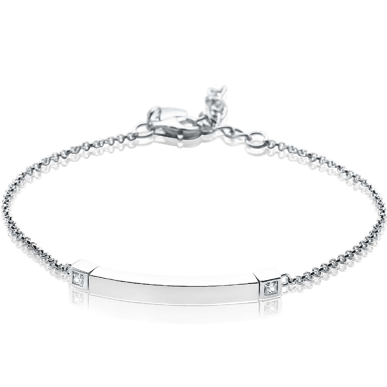 ZINZI zilveren armband staaf wit ZIA1817