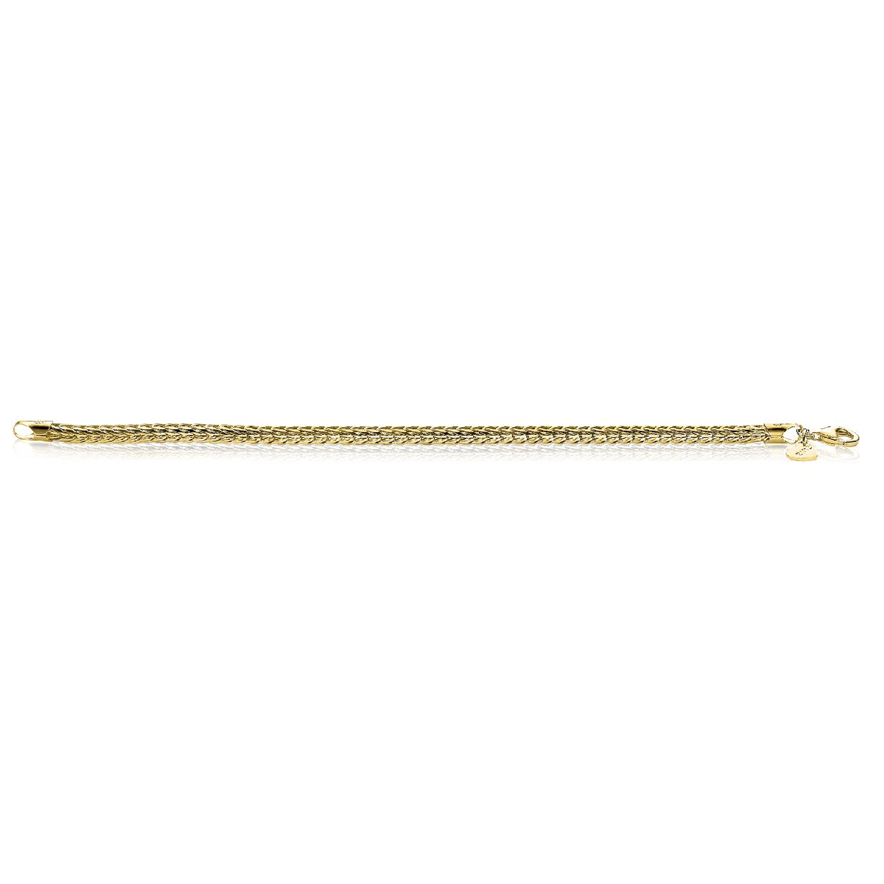 ZINZI zilveren vossenstaart armband 14K geel verguld 4mm breed ZIA1925G