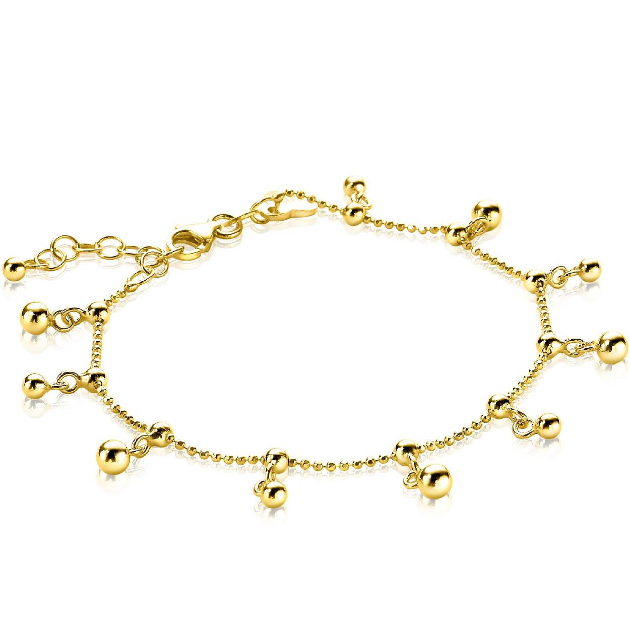 ZINZI zilveren bolletjes schakelarmband geelverguld met grotere bollen 17-20cm ZIA1985G