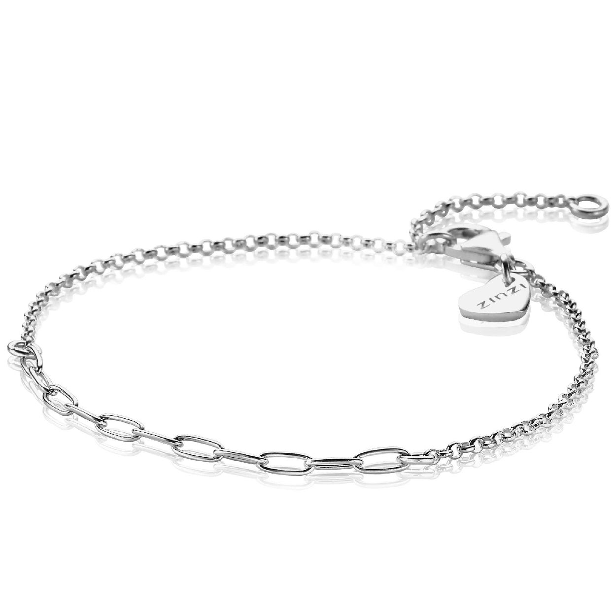 ZINZI zilveren armband met 'paperclip' schakel 2,3mm breed ZIA1989