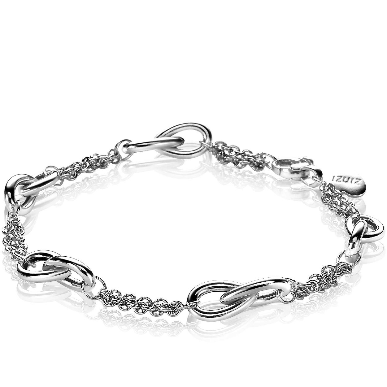 ZINZI zilveren elegante schakelarmband met druppel vormen 7mm breed ZIA2009