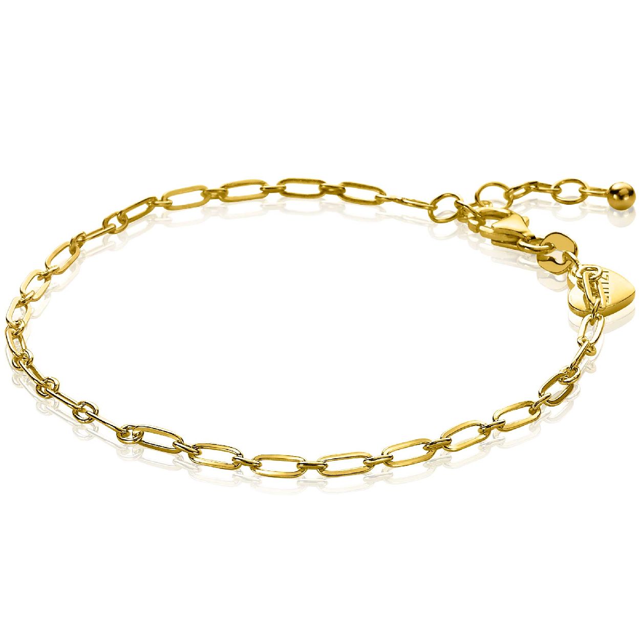 ZINZI zilveren armband geel verguld met 'paperclip' schakel 2,4mm breed ZIA2033G