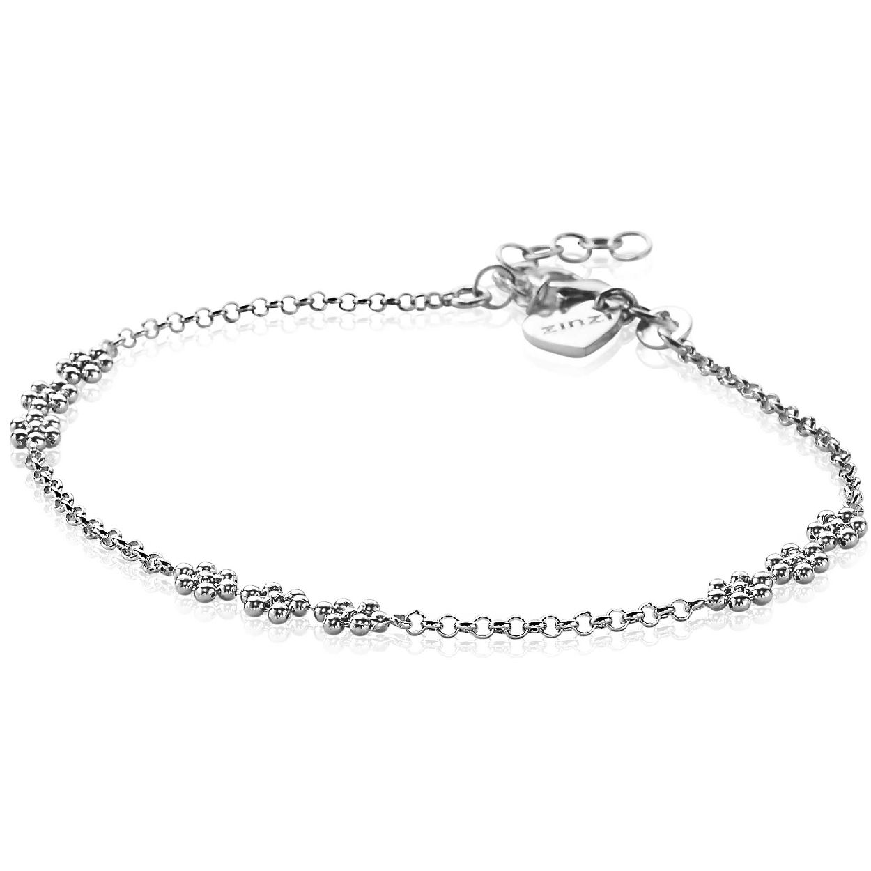 ZINZI zilveren fantasie armband bolletjes bloemvorm 17-20cm ZIA2183