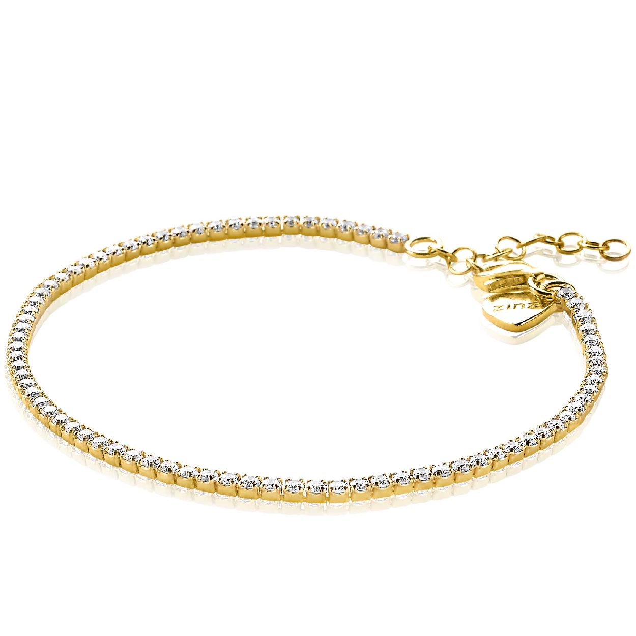 ZINZI zilveren tennis armband 14K geel verguld witte zirconia's 17-20cm ZIA2204