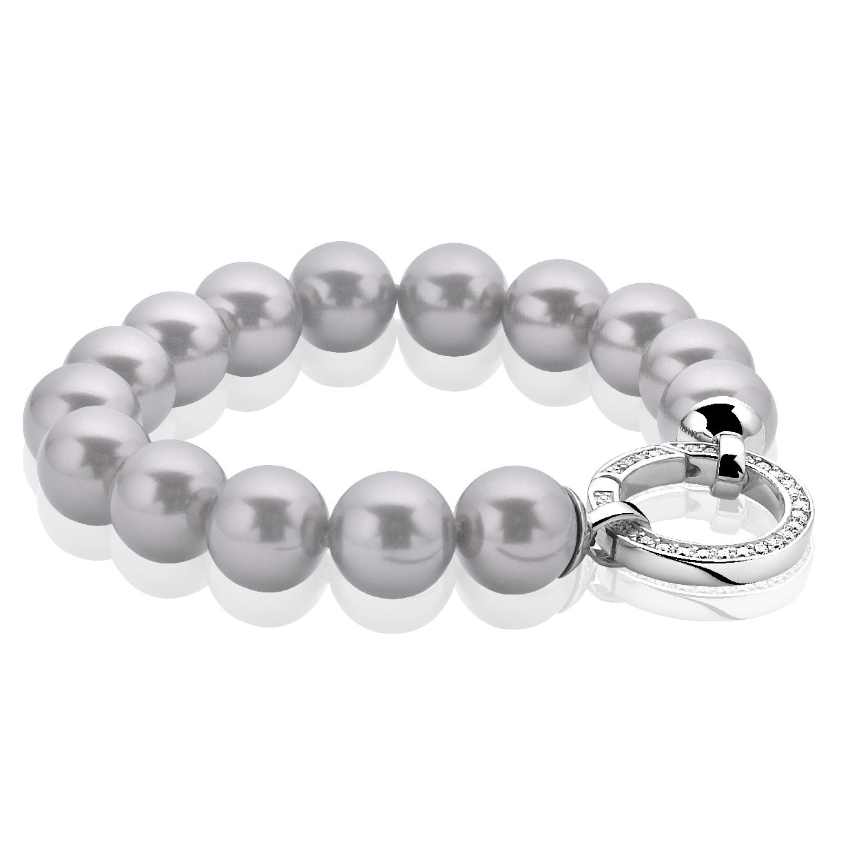Zinzi zilveren parelarmband grijs 21cm ZIA400G