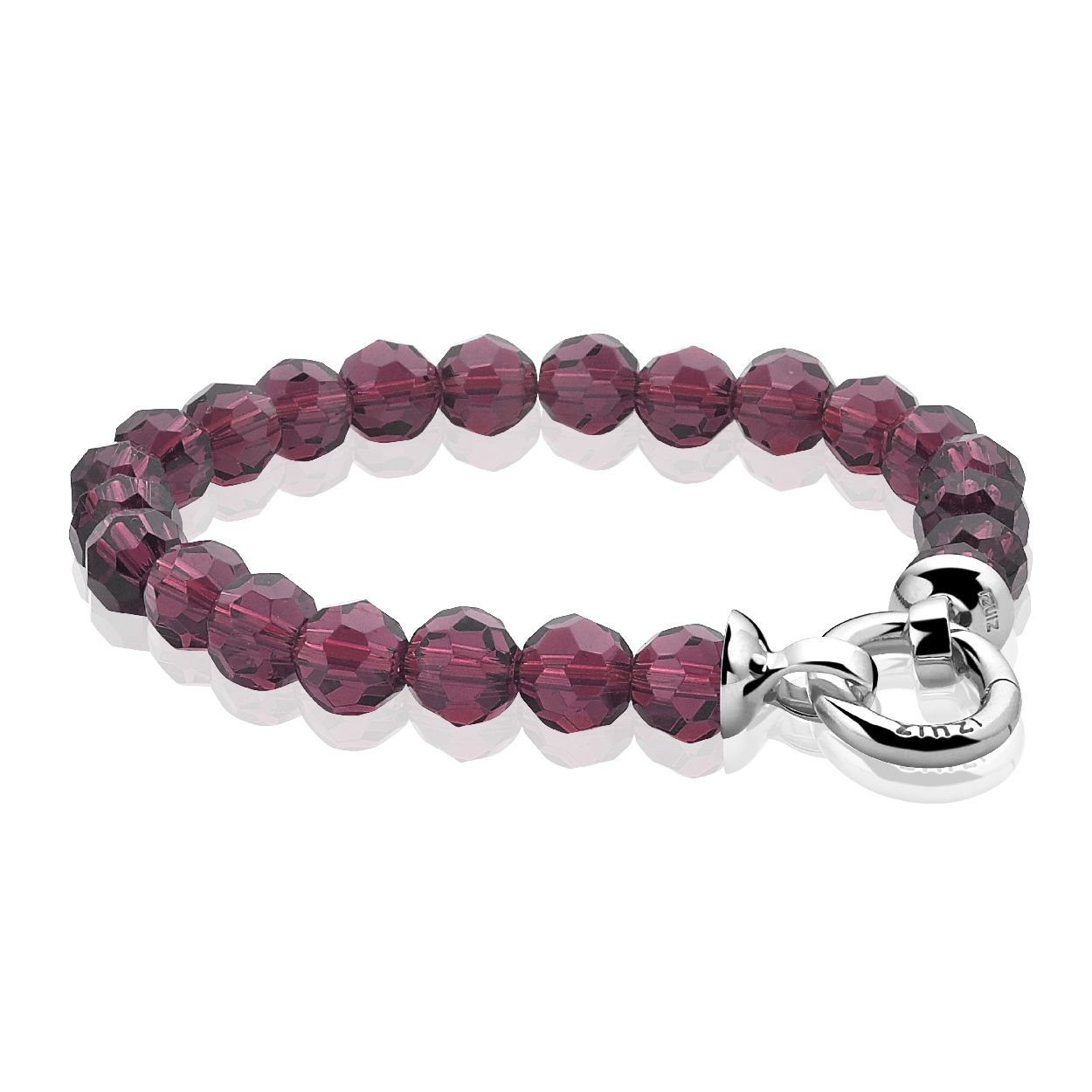 Zinzi zilveren beads armband paars met sluiting 20cm ZIA401PB-S
