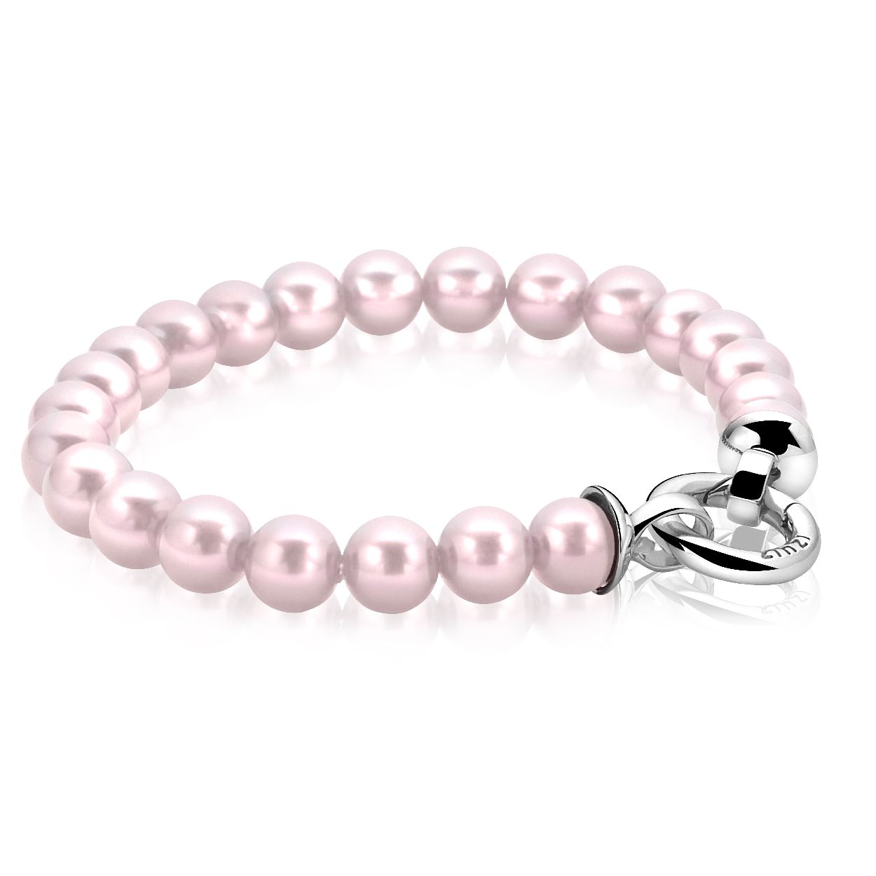 Zinzi zilveren parelarmband roze met sluiting 20cm ZIA401R-S
