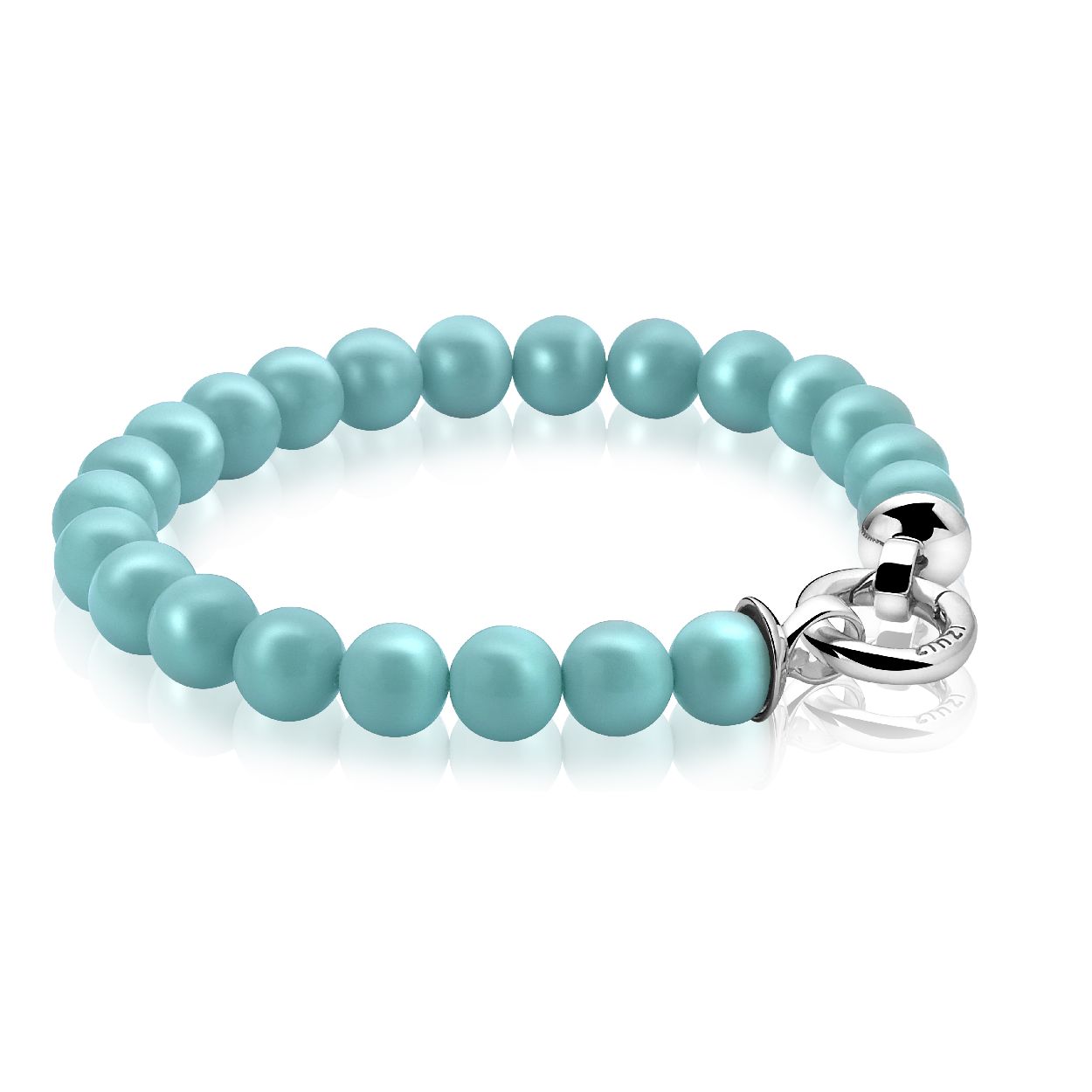 Zinzi zilveren parelarmband turquoise met sluiting 20cm ZIA401T-S