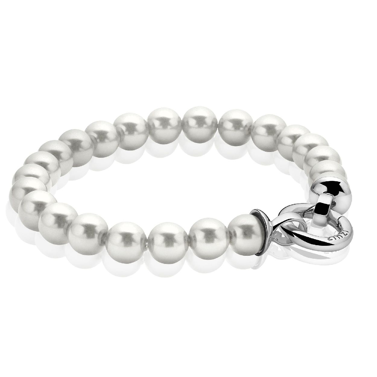 Zinzi zilveren parelarmband wit met sluiting 20cm ZIA401W-S