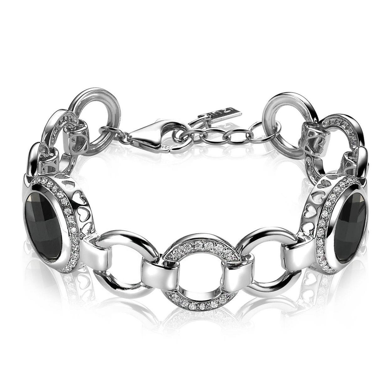 Zinzi zilveren armband zwart 19-22cm ZIA624Z