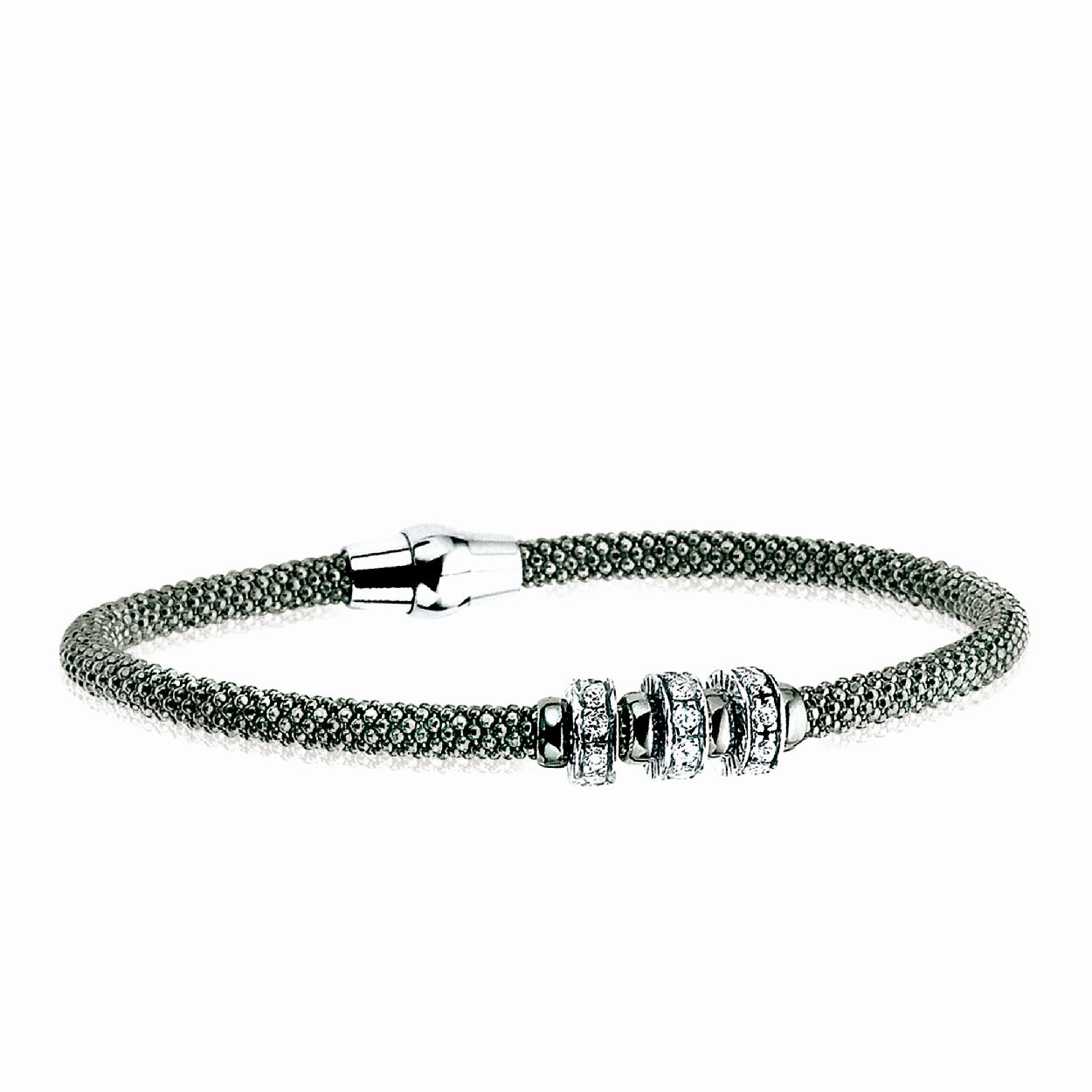 Zinzi zilveren armband zwart gerodineerd wit 60mm diameter ZIA839Z