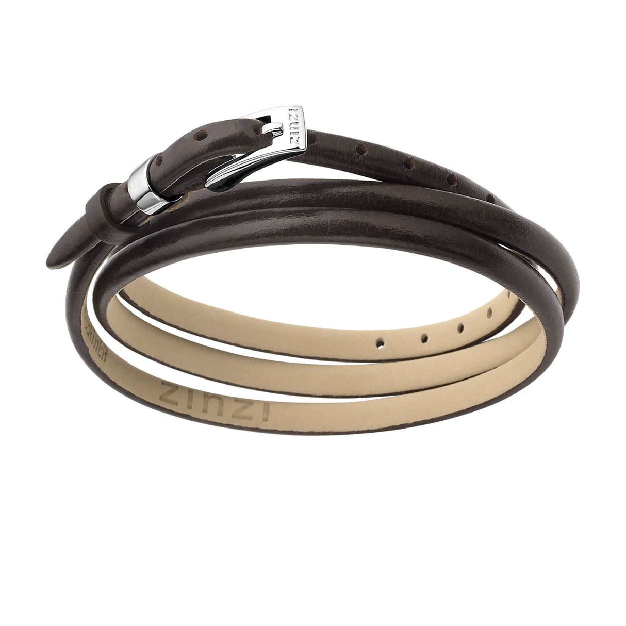 Zinzi leren wikkelarmband donker bruin one-size ZIA945BR