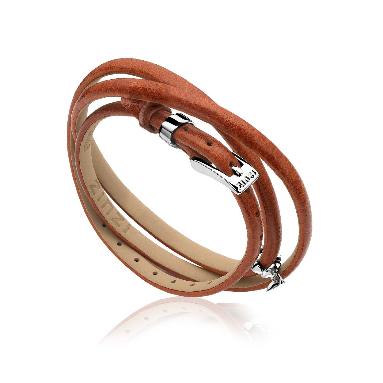 Zinzi leren wikkelarmband cognac one-size ZIA945C