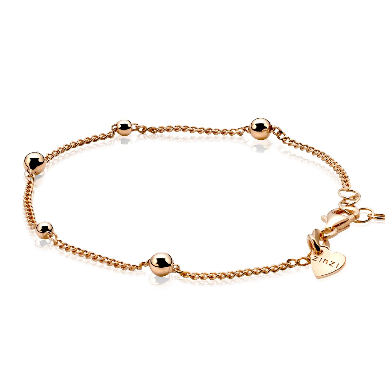 ZINZI zilveren rosé vergulde gourmetarmband met bolletjes. Tijdloos model en ideaal om te combineren met meerdere zilveren armbanden uit de ZINZI collectie.