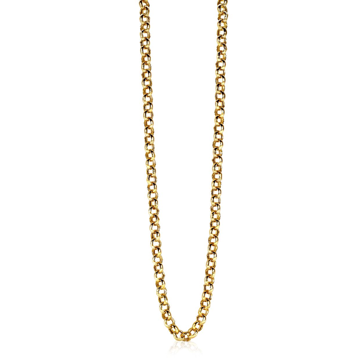 ZINZI zilveren jasseron ketting geel verguld 5mm breed 45cm ZIC1009G