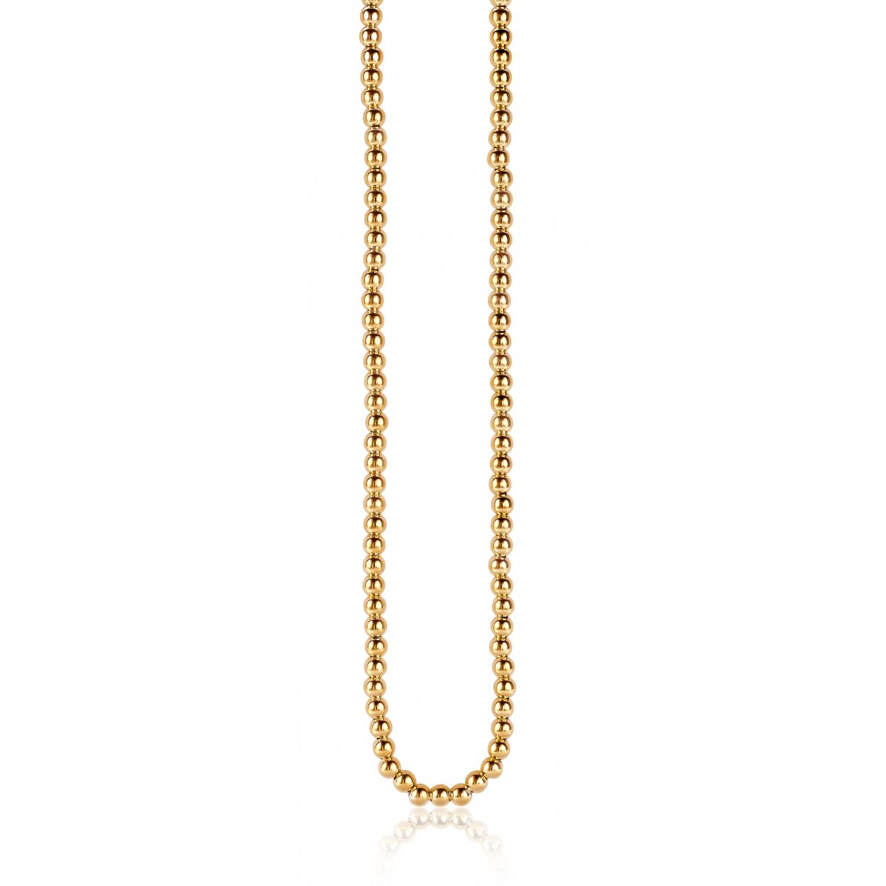 ZINZI CHAIN zilveren bolletjes collier geel verguld in 4mm breed met klein ZINZI hartje bij de sluiting. De lengte van het collier is 45cm. Nu een gouden uitstraling voor een mooie zilveren prijs.