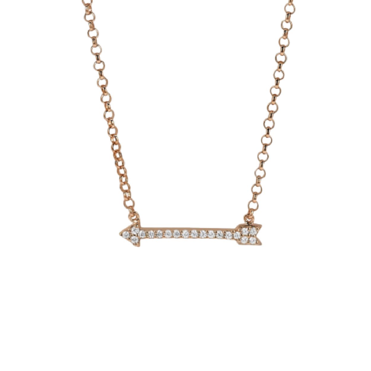 ZINZI zilveren ketting rose verguld Cupido pijl wit 42-45cm ZIC1064R