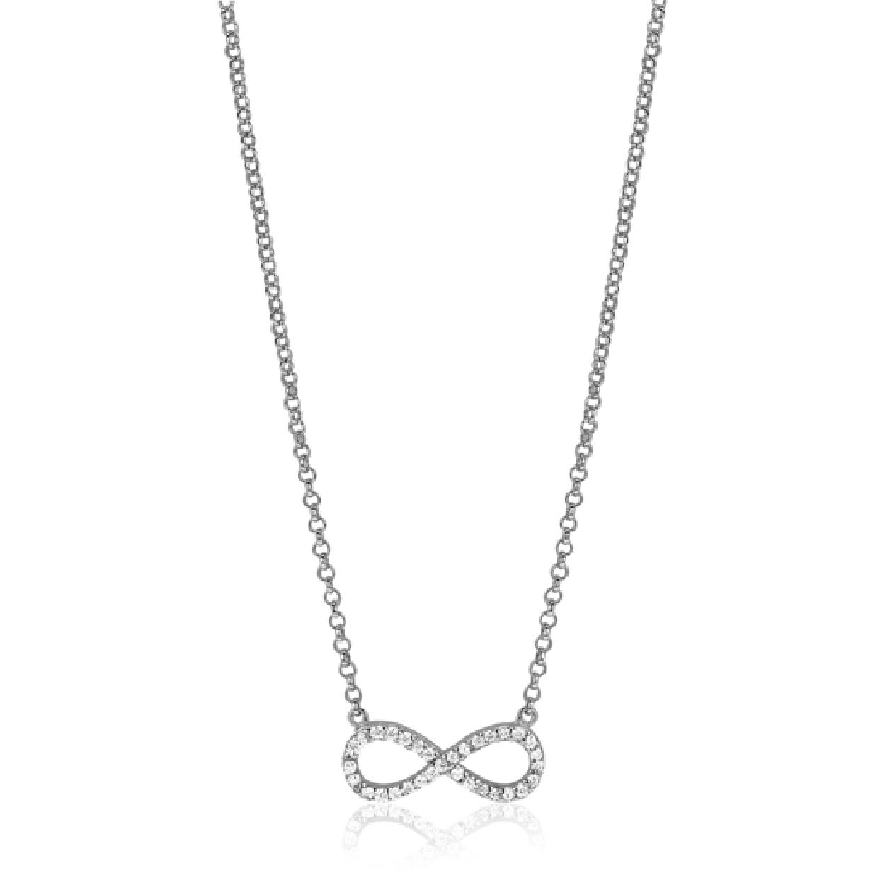 Zinzi zilveren ketting Infinity wit 42-45cm ZIC1065