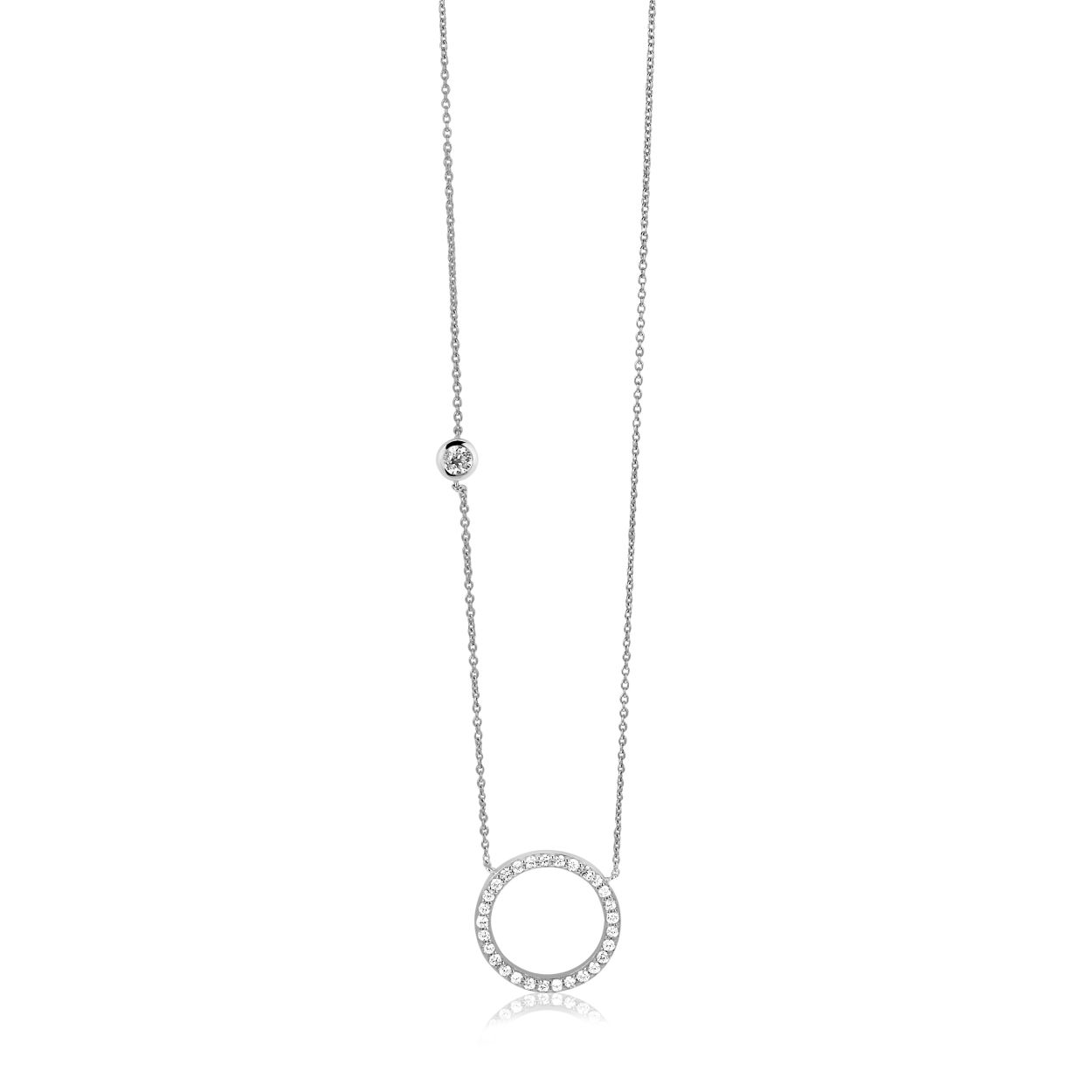 Zinzi zilveren ketting ronde rijzetting wit 40-45cm ZIC1067