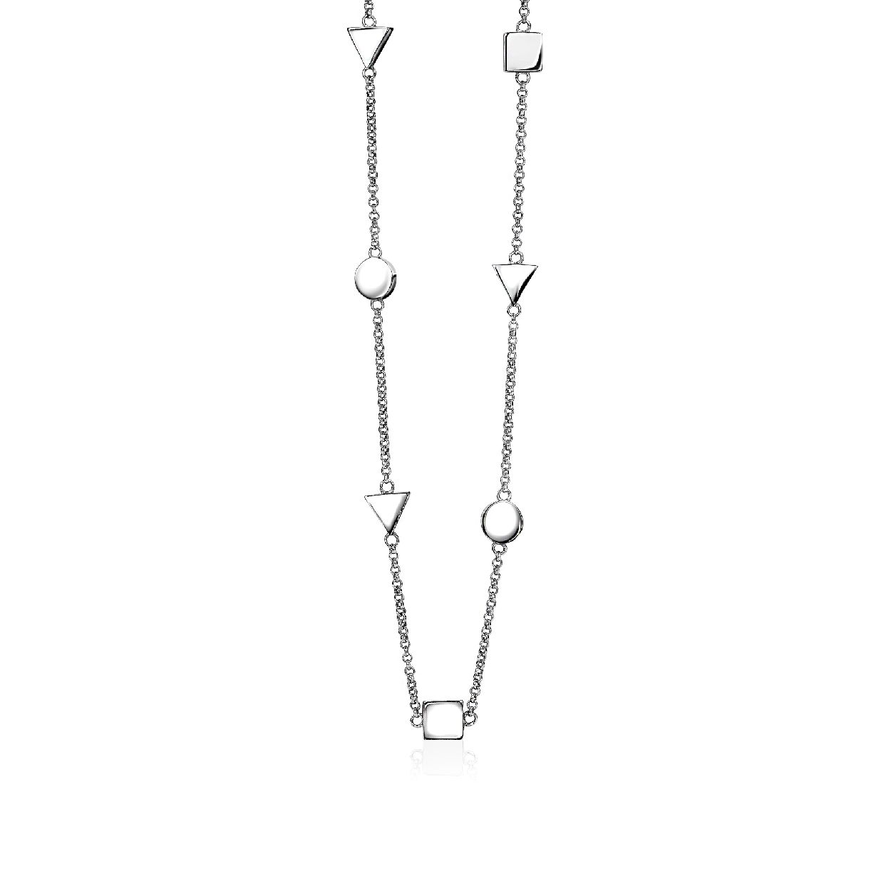 ZINZI zilveren collier rond vierkant driehoek 42-45cm ZIC1362