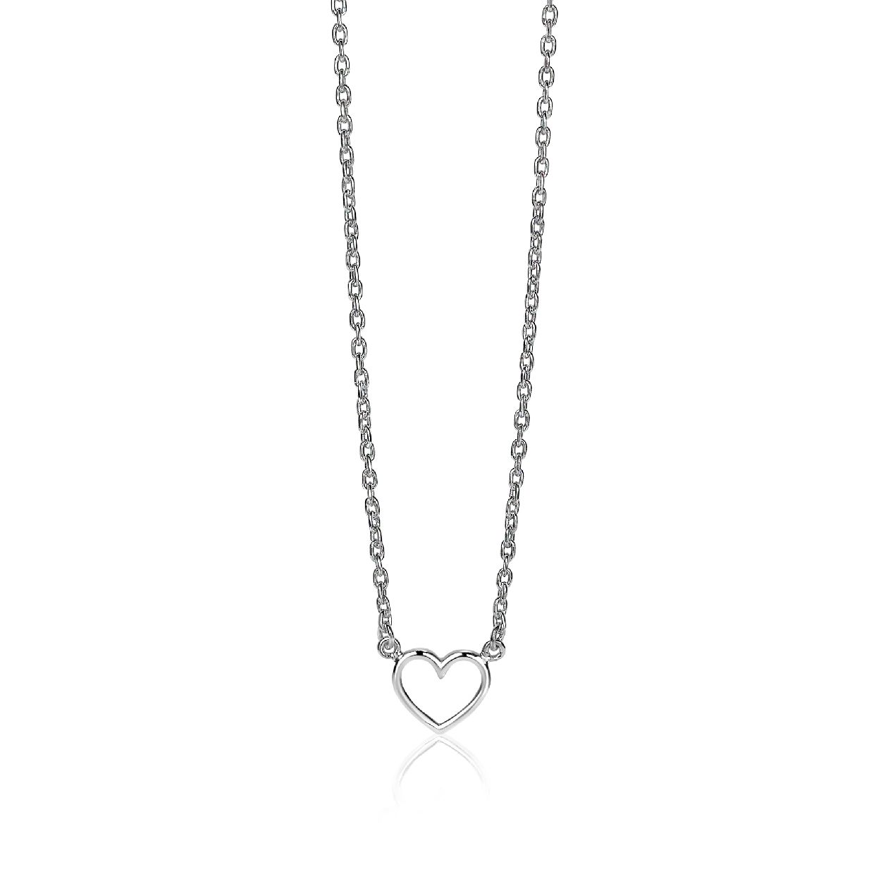 ZINZI zilveren ketting open hartje 40-43cm ZIC1420