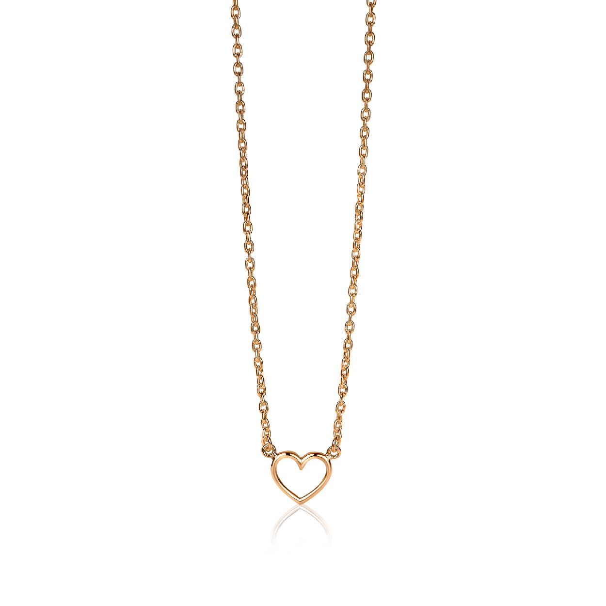 ZINZI zilveren ketting rose verguld open hartje 40-43cm ZIC1420R