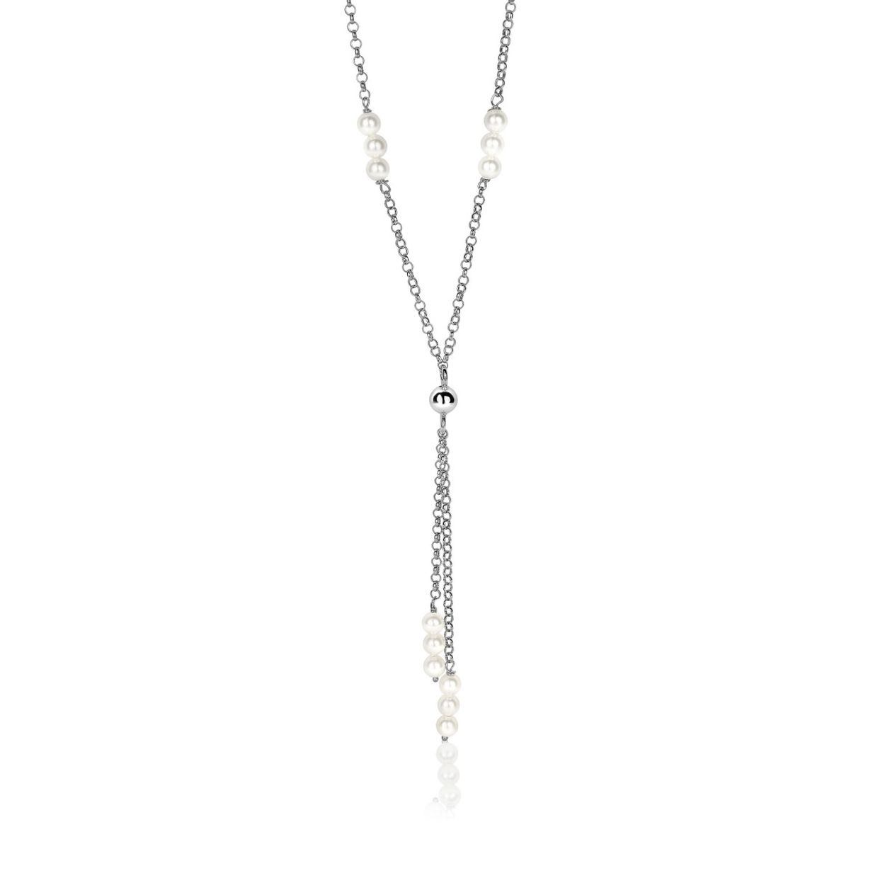 Zinzi zilveren Y-collier imitatie parel ZIC1428