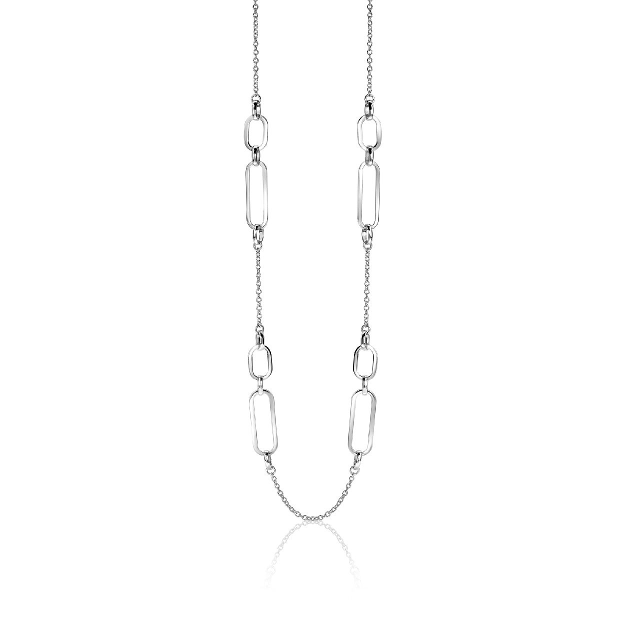 ZINZI zilveren fantasie ketting open vormen 60cm ZIC1522