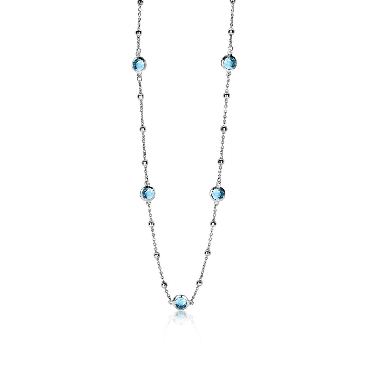 ZINZI zilveren fantasie ketting rond wit 45cm ZIC1550B