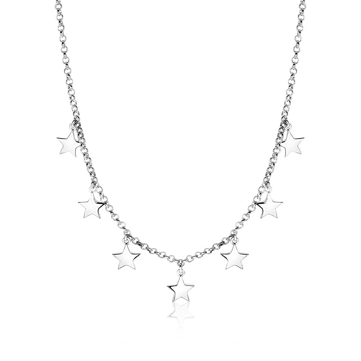 ZINZI zilveren ketting met 7 sterren 42cm ZIC1574