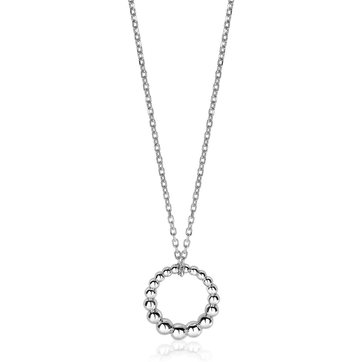 ZINZI zilveren ketting aflopend rond bol 45cm ZIC1583