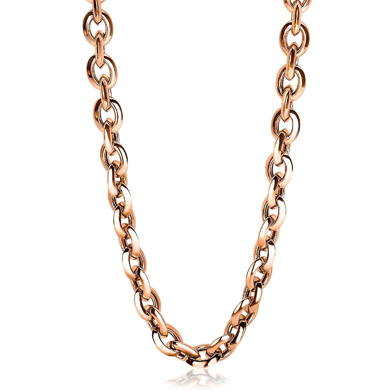 ZINZI zilveren schakelcollier rose verguld ovaal 45cm ZIC1614R