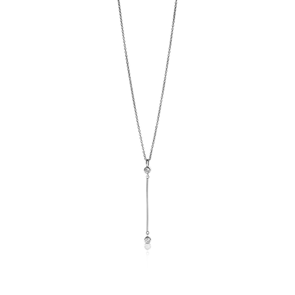 ZINZI zilveren collier staafje wit 41,5-45cm ZIC1658