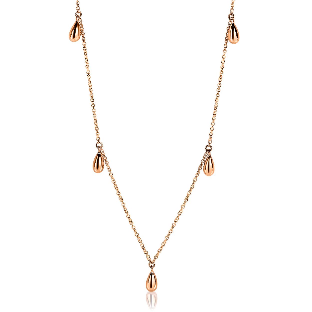 ZINZI zilveren ketting rose verguld druppel 43cm ZIC1710R